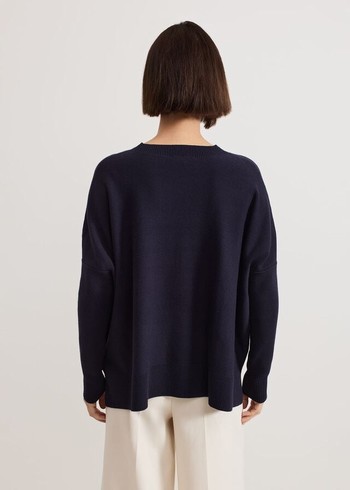 Phase Eight Kara Square Boxy Knitwear Navy Canada | LYUGJA-518